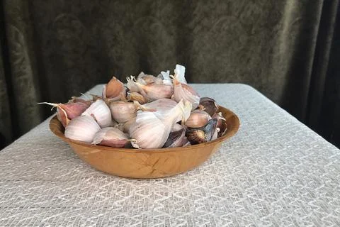 Garlic on the table Stock Photos