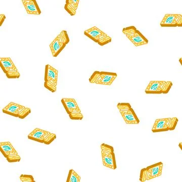 Garlic tablets isometric icon seamless pattern Stock Illustration