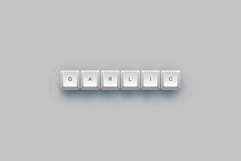 Garlic text on a 3d keyboard button with shadow concept series 库存插图