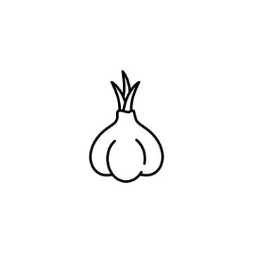Garlic thin line vector icon. Isolated condiment linear style for menu, label Stock Illustration