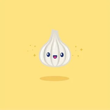 Garlic Vector Icon Illustration. Cute Vegetable. Flat Cartoon Style Suitable  Stock Illustration