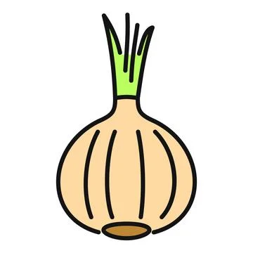 Garlic vector icon with line art illustration Stock Illustration