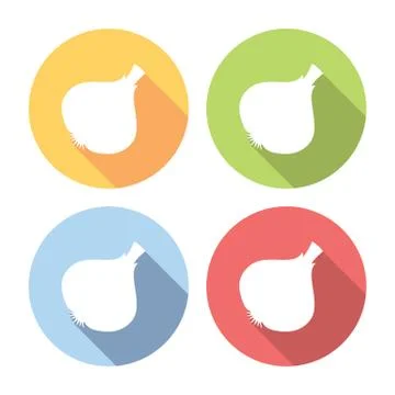 Garlic Vegetable Flat Icons Set Stock Illustration