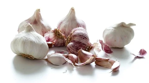 Garlic on white background Video stock 91724372