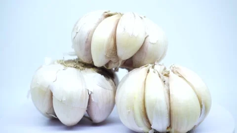 Garlic on a white background  Stock Footage 219730257