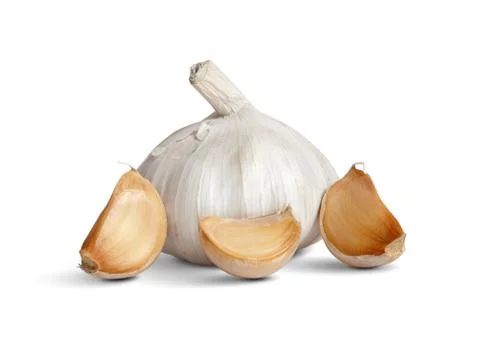 Garlic on white background Stock Photos
