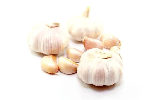Garlic on white background Stock Photos