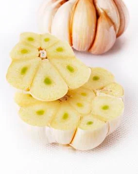 Garlic on the white background Stock Photos