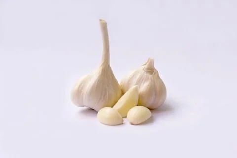 Garlic on white background Stock Photos