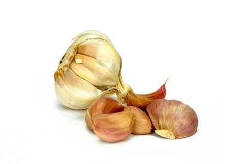 Garlic on a white background Stock Photos