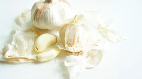 Garlic white background Fotos de archivo