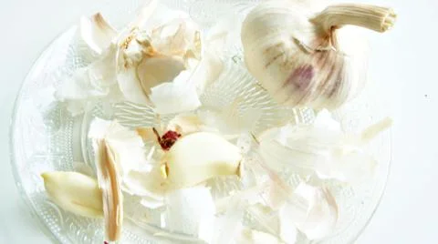 Garlic white background 스톡 사진