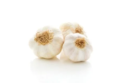Garlic on white isolated background Stock Photos