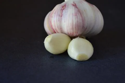 Garlics on a black background Stock-Fotos