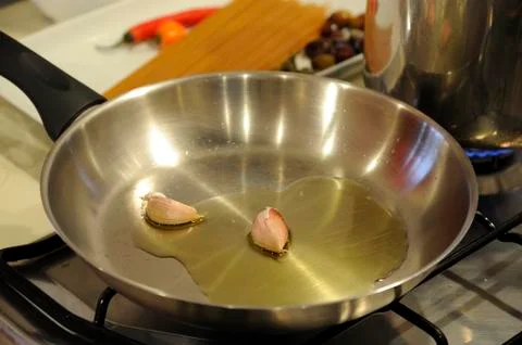 Garlic's sautee Stock Photos