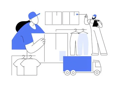 Garment delivery abstract concept vector illustration. 스톡 일러스트