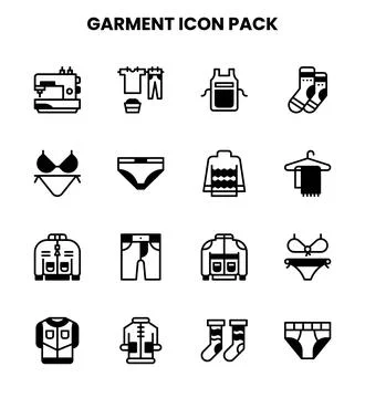 Garment DuoTone Bundle Icons Pack Stock Illustration