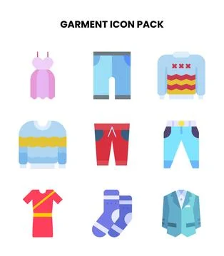 Garment Flat Scalable Icons Pack 스톡 일러스트