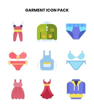 Garment Flat Set Icons Pack Stock Illustration