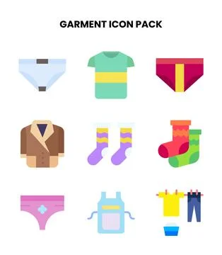 Garment Flat Set Icons Pack Stock Illustration