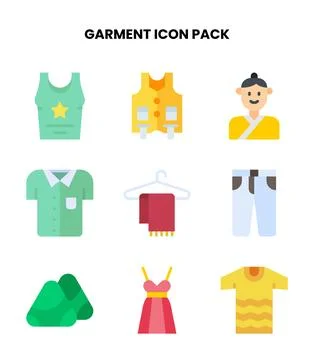 Garment Flat Vector Icons Pack Stock Illustration