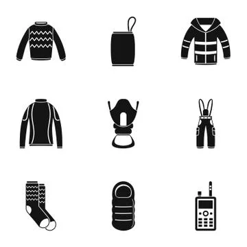 Garment icons set, simple style Ilustração Stock