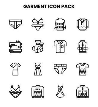 Garment Line Graphics Icons Pack Stock Illustration