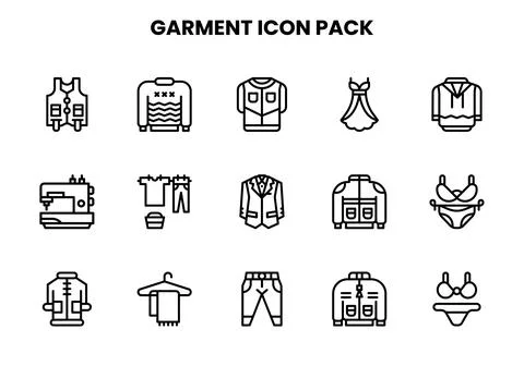 Garment Line Scalable Icons Pack Stock Illustration