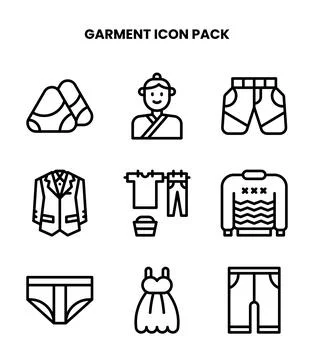 Garment Line Vector Icons Pack Stockillustratie