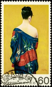 Garment Patterned with Irises, by Japanese painter Okada Saburosuke (1869-193 Stock Photos