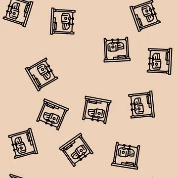Garment rack kid bedroom line vector seamless pattern Stock Illustration