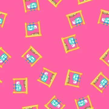 Garment rack kid bedroom vector seamless pattern Stock Illustration