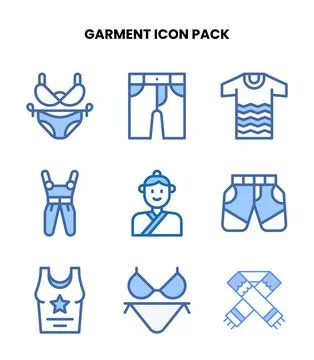 Garment Two Colour Bundle Icons Pack Stock Illustration