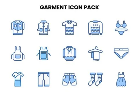 Garment Two Colour Bundle Icons Pack Illustrazione stock