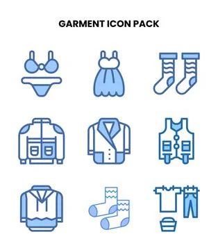 Garment Two Colour Icons Pack Stock Illustration