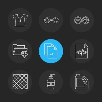 Garmets , code , folder , hardware , tools ,labour , constructions , eps icon Stock Illustration
