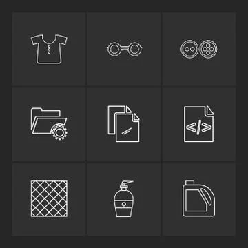 Garmets , code , folder , hardware , tools ,labour , constructions , eps icon Illustrazione stock