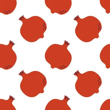 Garnet fruit seamless pattern. Hand drawn vector illustration. Sweet exotic f Stock Illustration