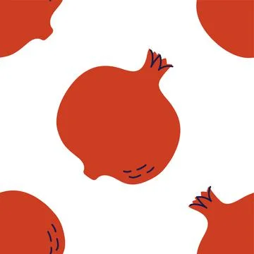 Garnet fruit seamless pattern. Hand drawn vector illustration. Sweet exotic f Stock Illustration