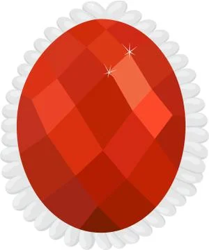 Garnet or hessonite in silver frame gemstone isolated on white background Stock Illustration