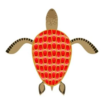 Garnet turtle. Shell Aquatic Turtle with precious stones. Fantastic underwate Illustrazione stock