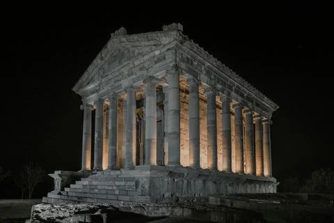 Garni temple at night Stock Photos