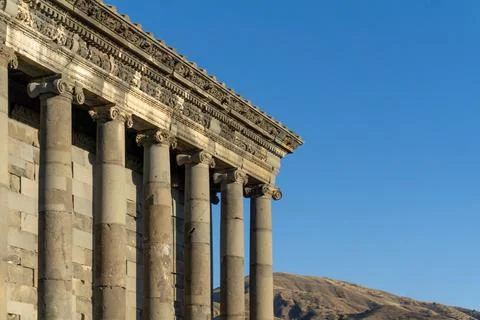 Garni temple at sunset Stock Photos