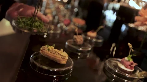 Garnish the appetizer with herbs Stock Footage 308447524