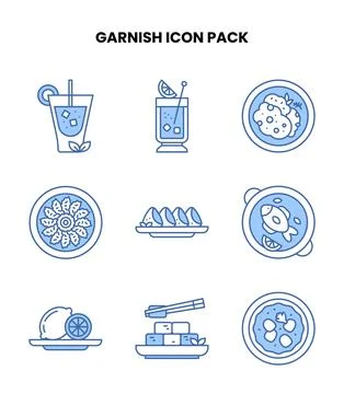 Garnish Blue Color Bundle Icons Pack Stock Illustration