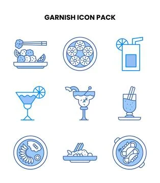 Garnish Blue Icons Pack Stock Illustration