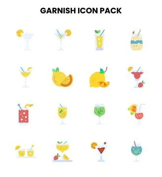 Garnish Flat Bundle Icons Pack Stock Illustration