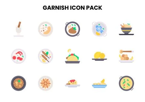 Garnish Flat Bundle Icons Pack Stock Illustration