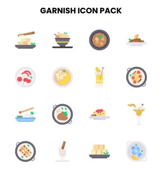Garnish Flat Vector Icons Pack Stock Illustration