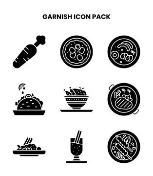 Garnish Glyph Icons Pack Stock Illustration